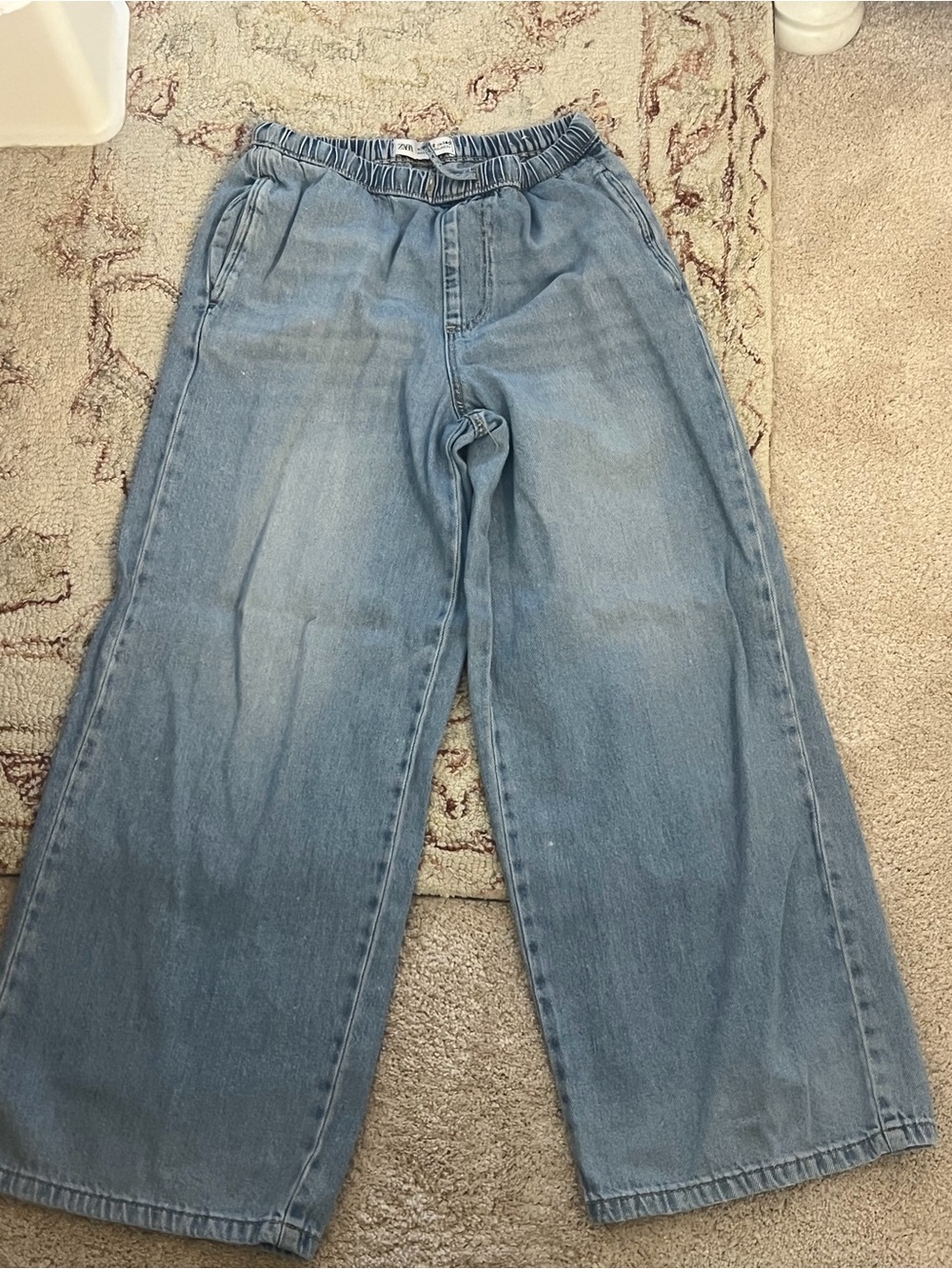 Zara Light Blue Relaxed Wide-Leg Jeans